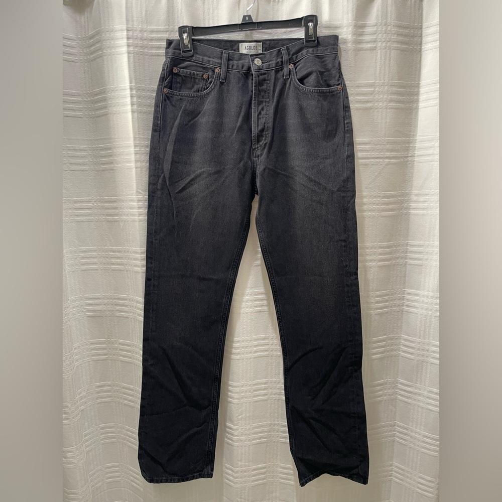 AGOLDE Lana straight leg black jeans women’s 27 button fly